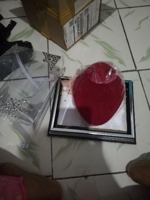 Tempat Perhiasan Untuk Kalung Warna Biru Frame Silver