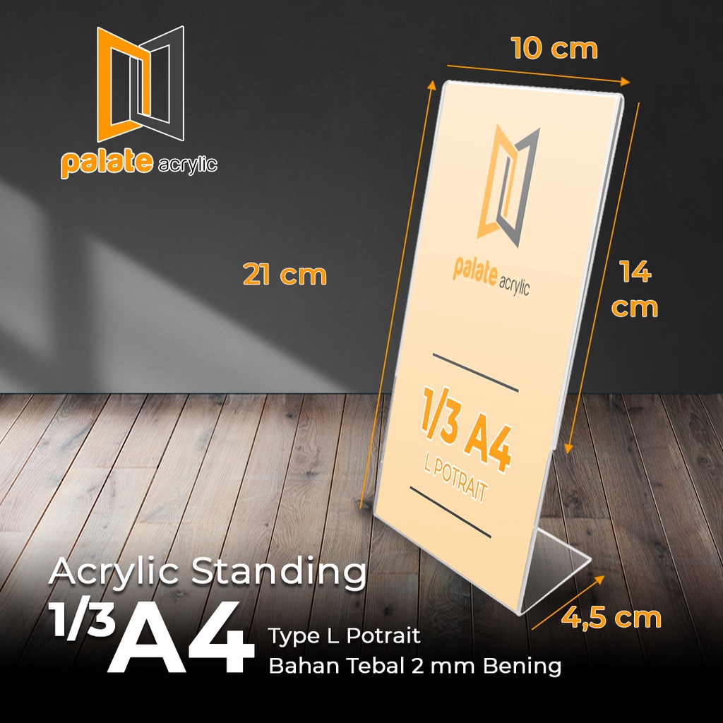 

AKRILIK TENT HOLDER 1/3 A4 / TEMPAT BROSUR / L PORTRAIT 2MM