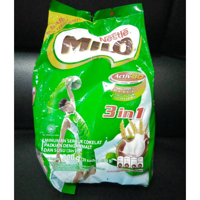 

Susu Milo 3 in 1 isi 20 sachet