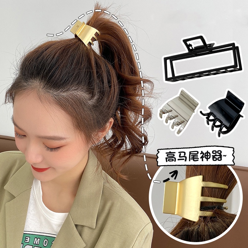 Jepit Rambut Ponytail Model Cakar Bahan Logam Untuk Wanita