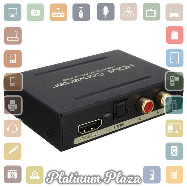 HDMI to HDMI + Optical SPDIF + RCA Audio Extractor Converter - AY6`HPEH6Z- Black