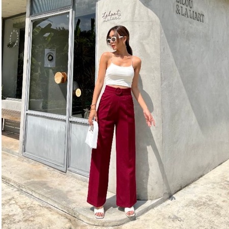 BEFAST - ZEC OOTD Wanita Celana Kulot RYAN / Kenesha Belt Cullote / Celana Wanita Kulot / Basic Long Pant / Celana Kulot Wanita / Celana Polos Casual / Kulot Remaja Kekiniaan / OOTD Ala Style Korean / Terlaris