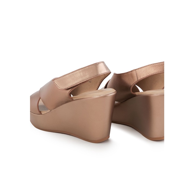 SANDAL WEDGES KULIT OBERMAIN WANITA ORIGINAL SLINGBACK ASLI GOLD OW26