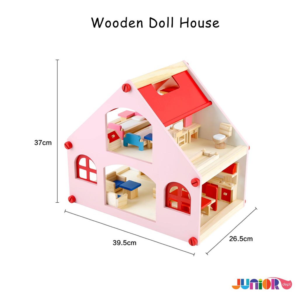 Wooden Doll House / Mainan Kayu / Rumah-rumahan / Mainan Anak Cewek / Mainan Edukasi / Kado Anak