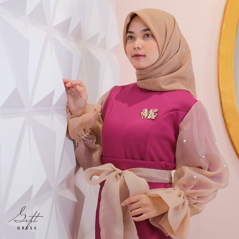 Gift Dress by MK bahan Vaganza mix organza pearl