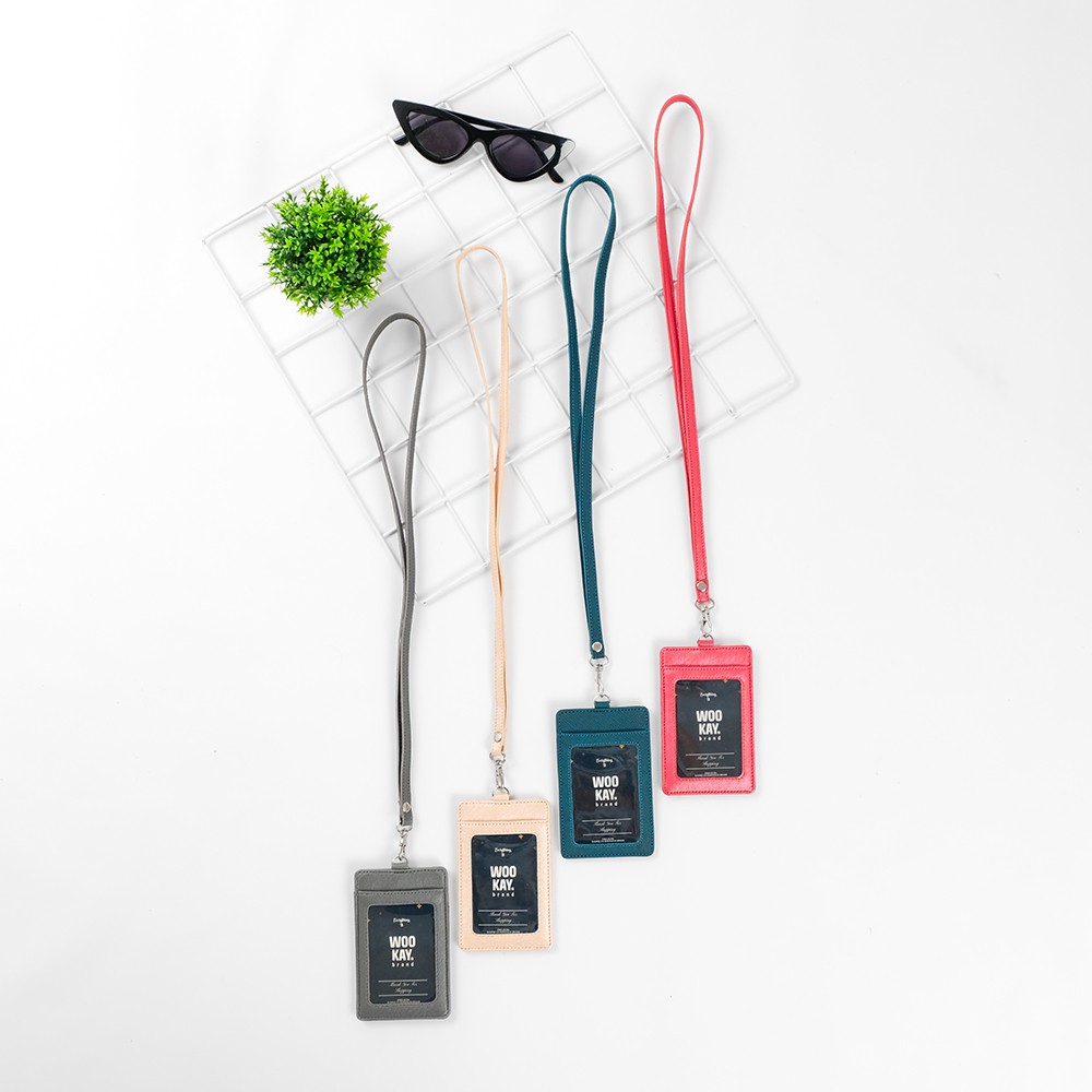 

Terlaris ✨ - WOOKAY Tempat Gantungan ID Card Holder Name Tag Kulit Kalung Custom Nama3.1.23