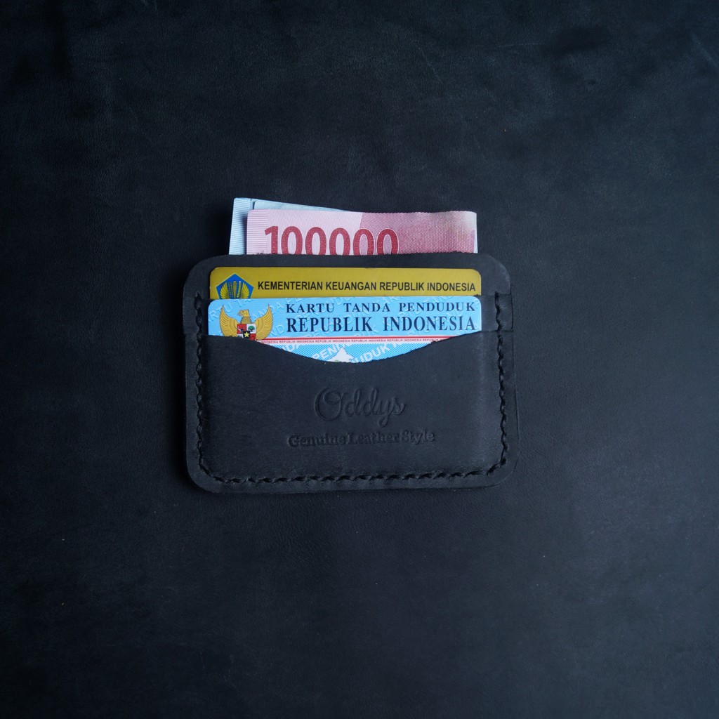 CANYON Crazy Horse Leather Card Holder in Black - Dompet Kartu Kulit Asli