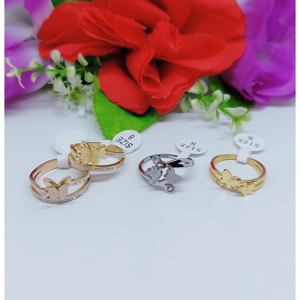 Titanium cincin kupu-kupu permata fashion jewellery 0242-0244