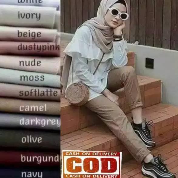 Terbaru BAGGY  PANTS  Celana  Panjang Wanita Latte  Nude 