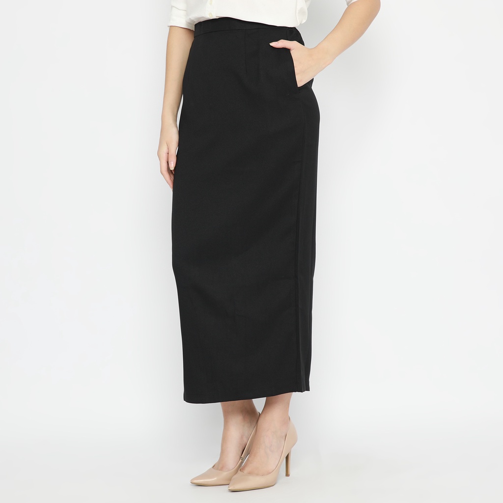 ROK KANTOR WANITA / ROK PANJANG HITAM / ROK BAHAN HITAM / ROK MAGANG HITAM / ROK WANITA HITAM / ROK BAHAN FORMAL WANITA / ROK PKL / ROK PANJANG MURAH - HITAM-8