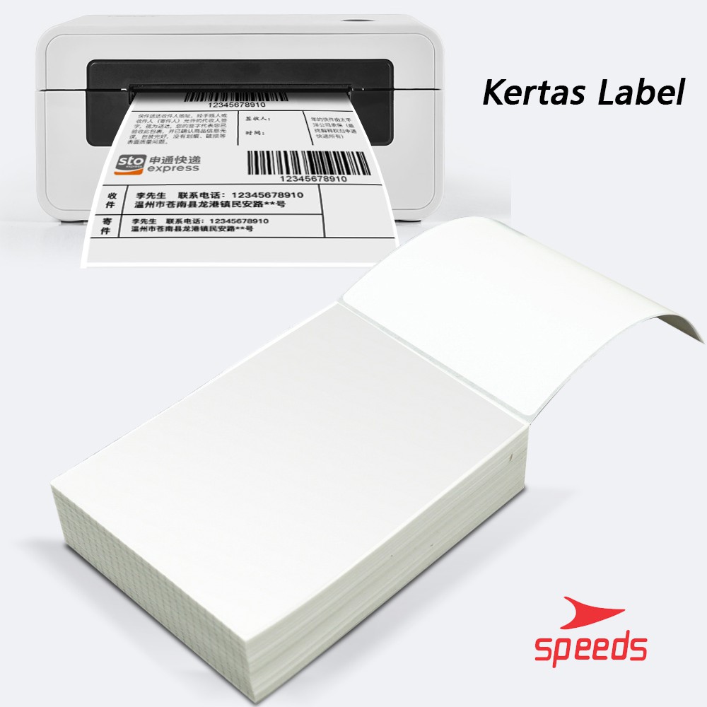 STICKER LABEL THERMAL UKURAN 100X150 CM ISI 500 LEMBAR SPEEDS Label Thermal 100x150 Kertas isi 500 Lembar Sticker Receipt Printer Barcode Xpinter