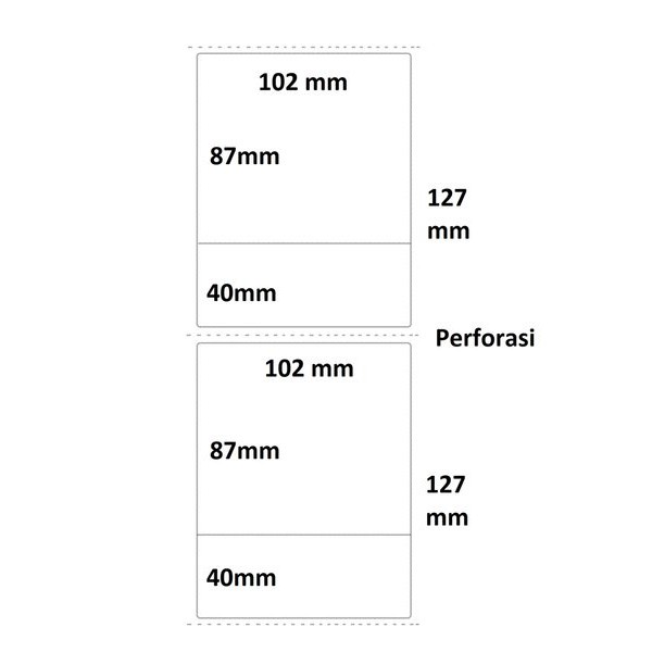 LABEL BARCODE SEMICOAT 102X127mm ISI 500pcs - STIKER LABEL RESI JNE 102X127 PRINTER LABEL POSTEK C168