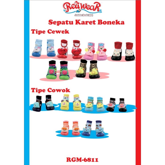 Reliwear Skidder Sepatu Bayi Karet Boneka Lucu RGM 6811