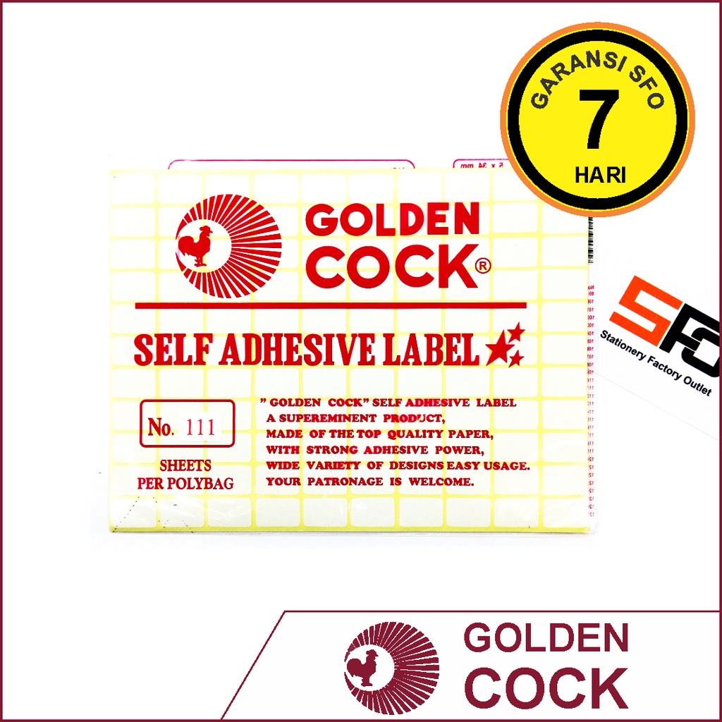 

Label Sticker Golden Cock 111 - 13 x 19 mm - SFO Semarang Official