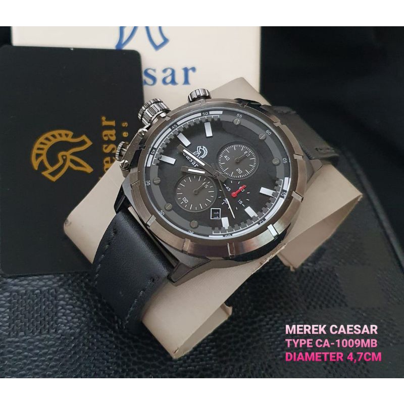 JAM TANGAN CAESAR PRIA CA-1009MB STRAP LEATHER ORIGINAL