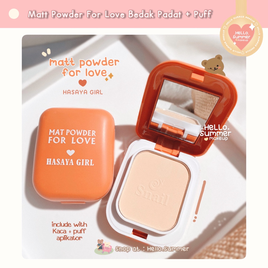 𝐁𝐄𝐃𝐀𝐊 𝐏𝐀𝐃𝐀𝐓 - Matt For Love Compact Powder Bedak Padat + PUFF Oil Control Free Two Way Cake