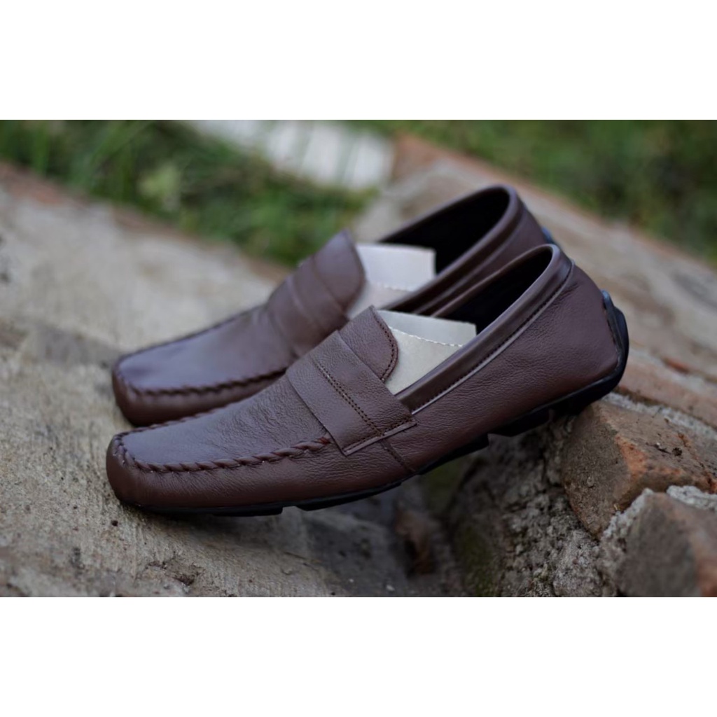 Cod Sepatu Kulit Pansus Pria Model Justin Slop Pansus Bahan Kulit Asli Semi Formal Nyaman Keren Sant