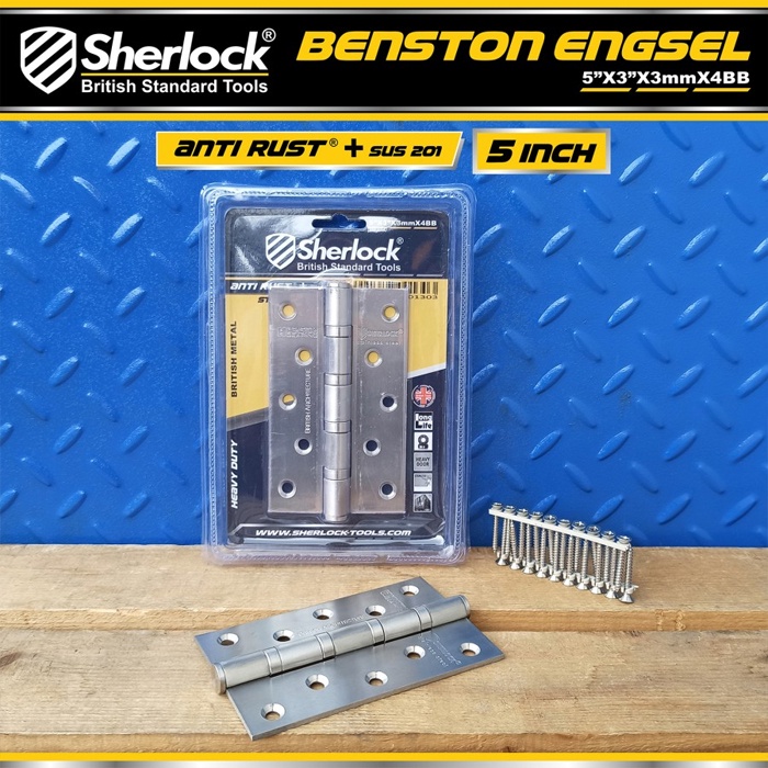 Engsel Stainless Steel 201 Ball Bearing Sherlock Engsel Pintu 5 INCH