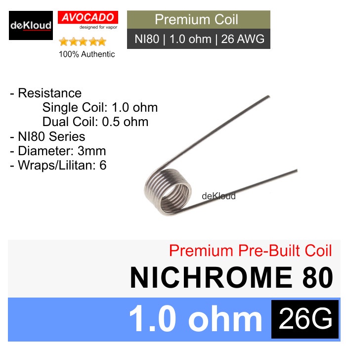 Authentic Pre-Built NI80 Coil 1.0 ohm | 26 AWG kawat koil 1,0 nichrome