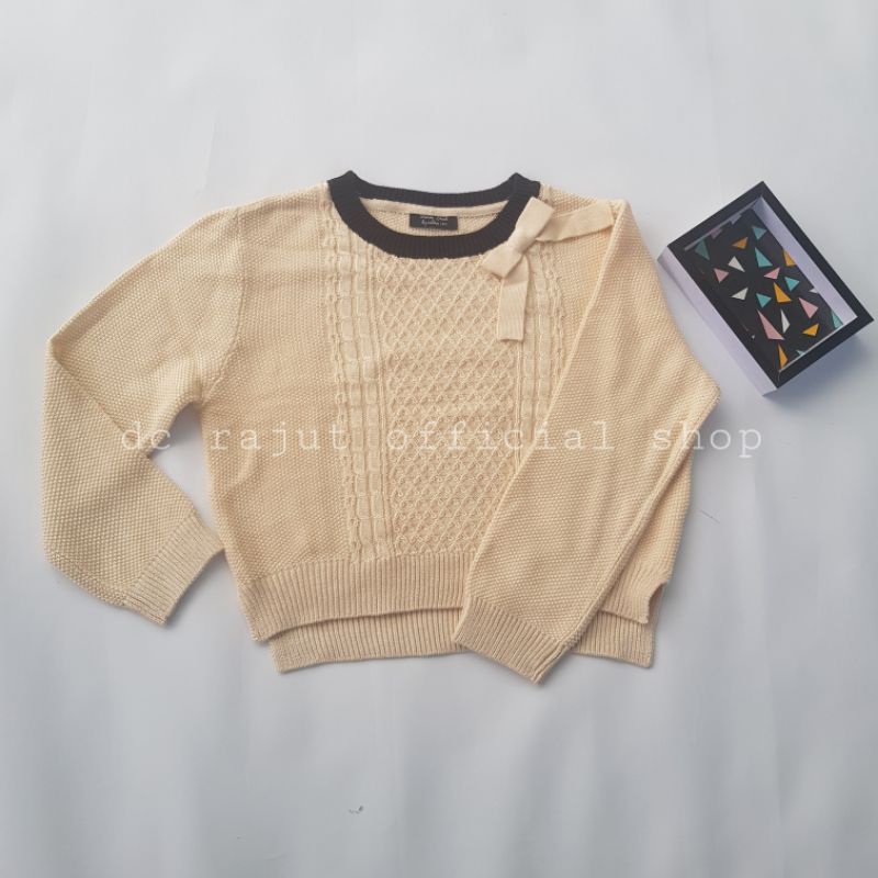 6-9 tahun sweater oversize anak perempuan croptop cream