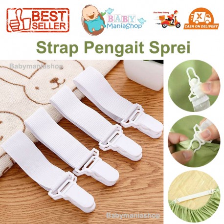 Tali Karet Strap Pengait Sprei Jepitan Ujung Sudut Sprei Pengikat Pengencang Perapih Kasur Sheet Grippers Fastener Meja Setrika