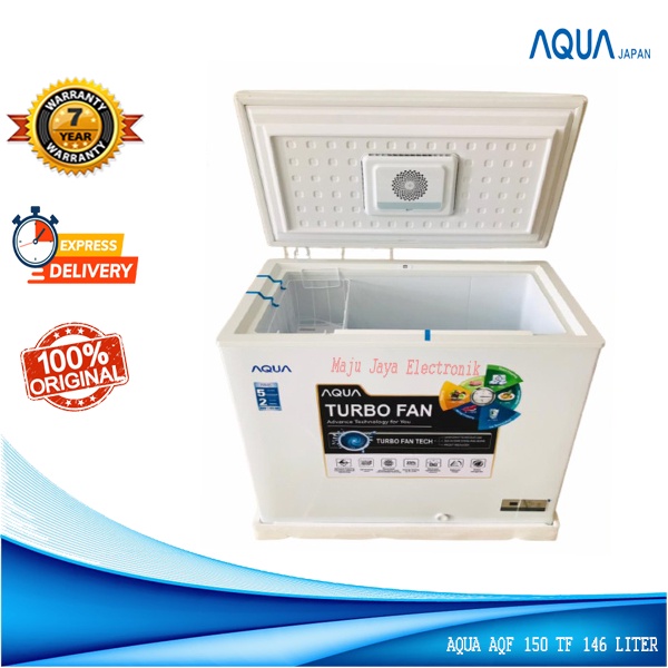 Chest freezer AQUA AQF 150 TF Pintu Kaca Anti Gores 146 Liter TANPA BUNGA ES Turbo Fan