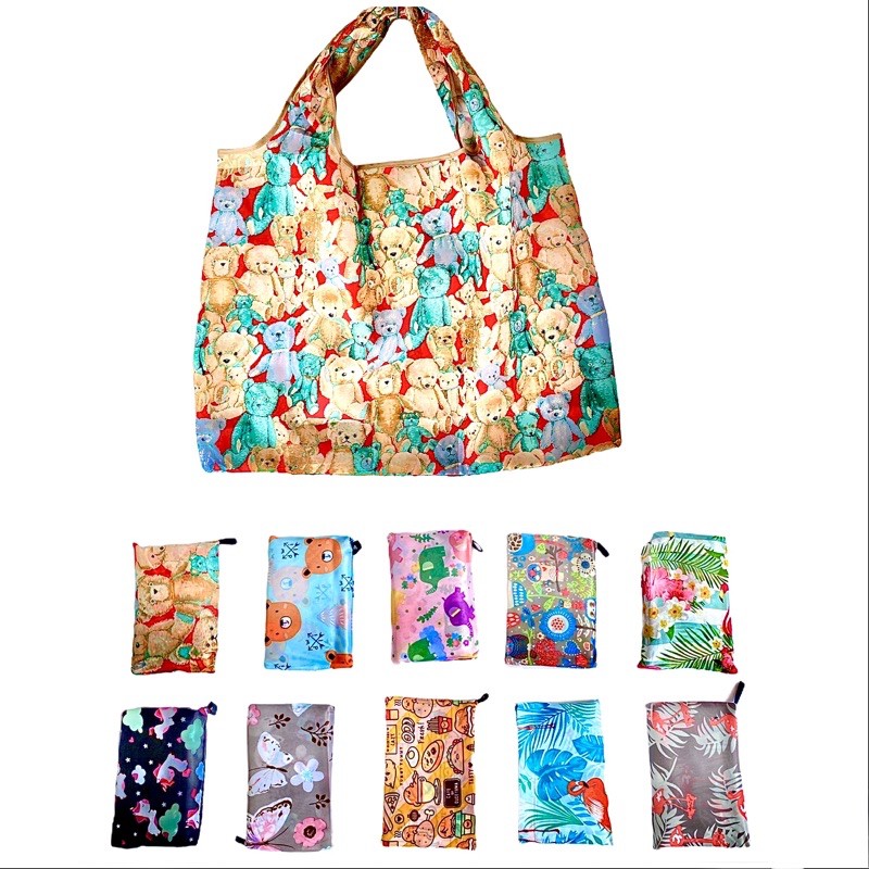 Tas belanja lipat jumbo import tote shopping bag wanita animal edition