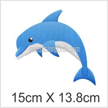 Emblem Badge Bordir Ikan Dolphin ukurannya : 15cm X 13.8cm