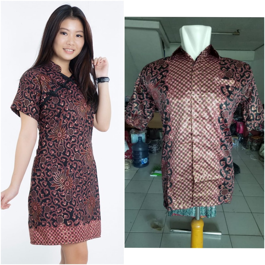 SB Collection Couple Midi Dress Revalia Cheongsham Dan Kemeja Batik Pria