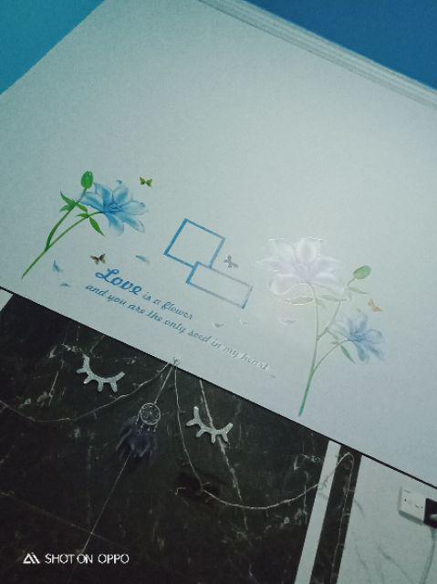 Wallsticker 71 Frame Bunga Biru