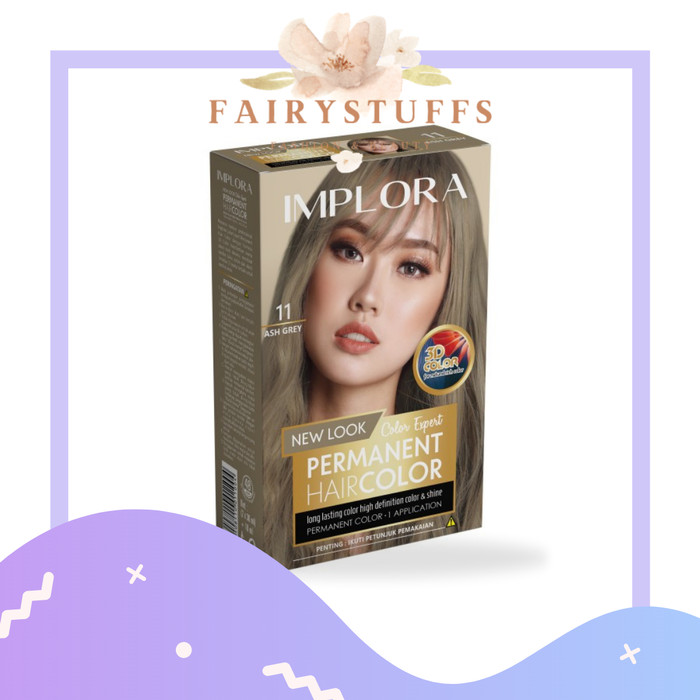 Implora New Permanent Hair Color Semir Cat Pewarna Rambut Ash Grey