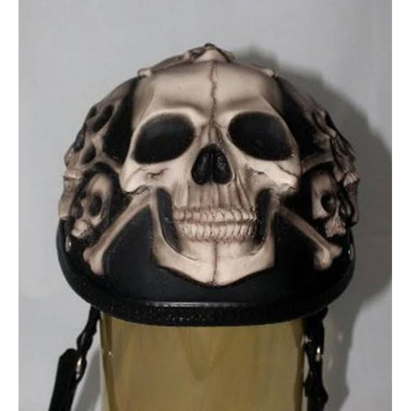 Helm Retro Classic Moge Cetok Chip Tengkorak Skull Fiber