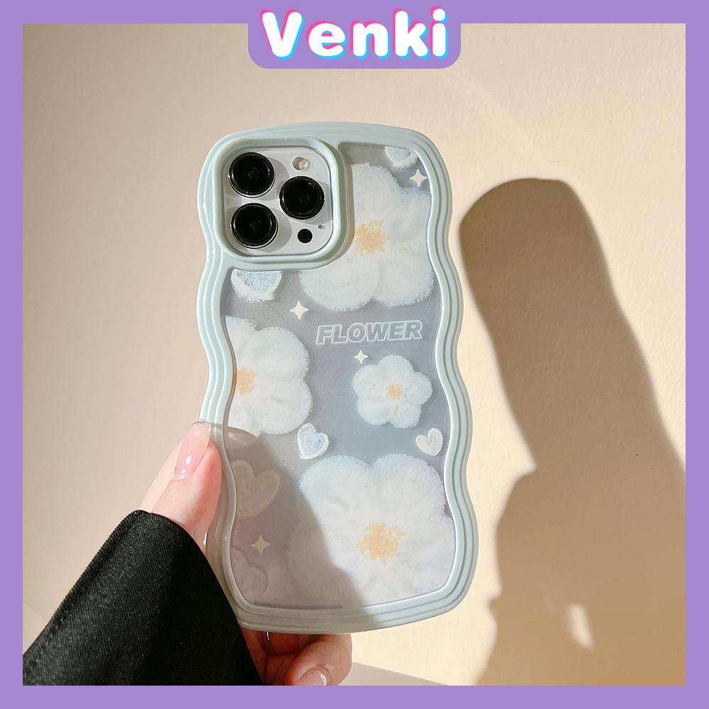 iPhone Case Candy Color Wave 2-in-1 Silicone Soft Case Airbag Shockproof Protection Camera Blue Flowers Compatible For iPhone 11 Pro Max 13 Pro Max 12 Pro Max 7Plus xr XS Max