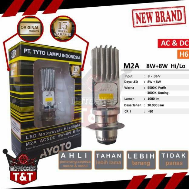 BISA COD Lampu Depan LED Motor AYOTO M1A M2A M2B M3A M4A M6A H4 H6 AC DC - M2B ASLI