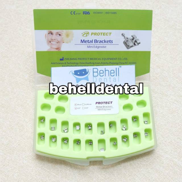 ORIGINAL BRACKET BEHEL METAL PROTECT MINI EDGEWISE WITH HOOK - Bracket Ortho Dental Protek Proteck Untuk Perbaikan / Perawata Gigi - Dental Braces Kawat Orthodontic - Behelldental