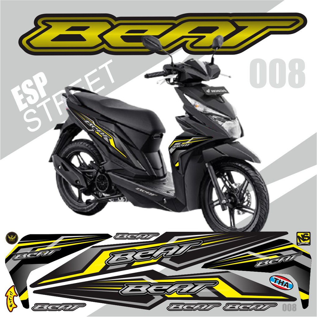 STICKER LIS STRIPING BEAT NEW ESP/ BEAT STREET VARIASI RACING 008 KUNING