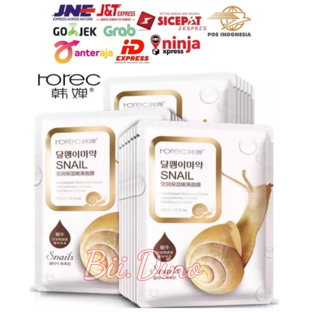 Rorec Hchana Snail Essence Moisturizing and Smoothing Mask Masker Ekstrak Siput