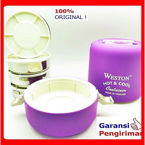 Murah unik peralatan dapur Lunch Box Hot And Cool Rantang Warna Weston 4 Susun Nie_thaaa Shop