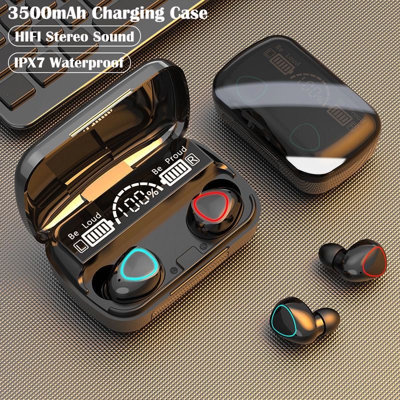 (COD) EARPHONE bluetooth tws F9-5 LED smart display  with powerbank