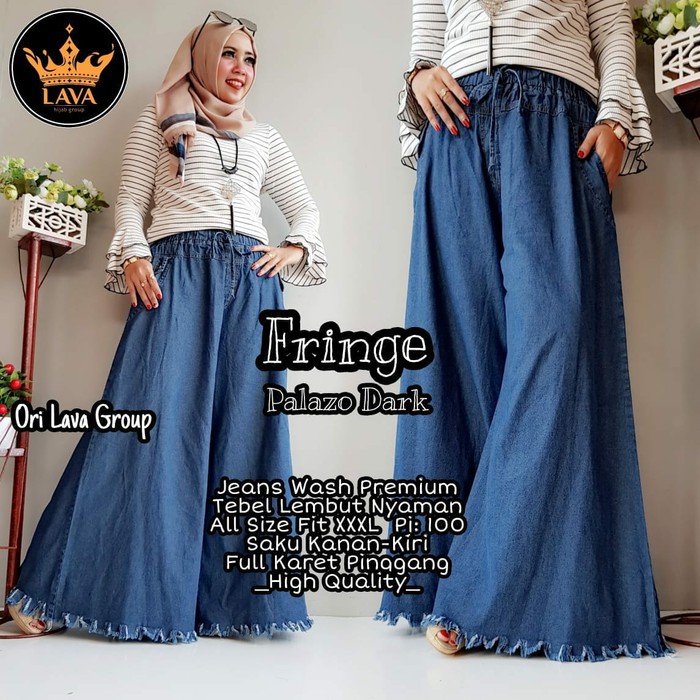 CENTRO Kulot jumbo/Fringe Palazo/kulot jeans murah / celana jumbo rawis