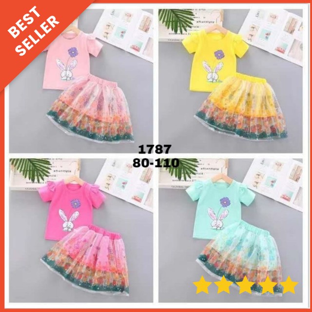 [0-4T] PROMO Setelan Rok Tutu Import Anak Perempuan TERMURAH TERLARIS / SETELAN ROK TUTU KELINCI