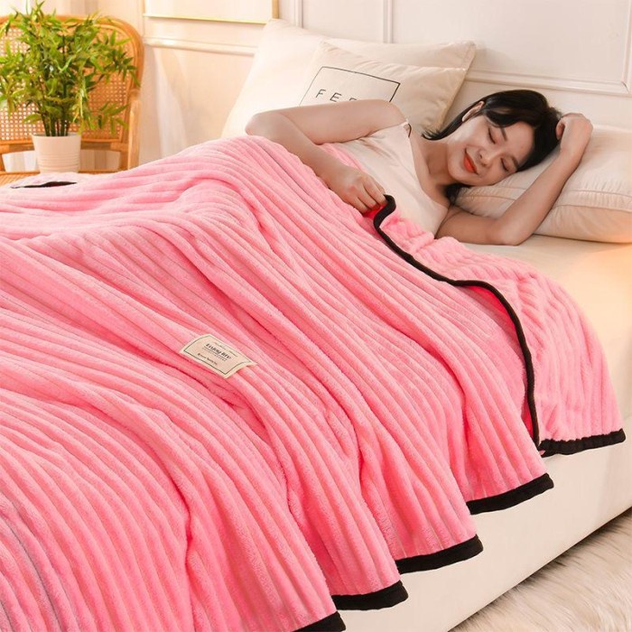 Selimut Dewasa SELIMUT SALUR POLOS, SELIMUT BULU DEWASA, SELIMUT 180X200 - pink(O6S1) Selimut Dewasa