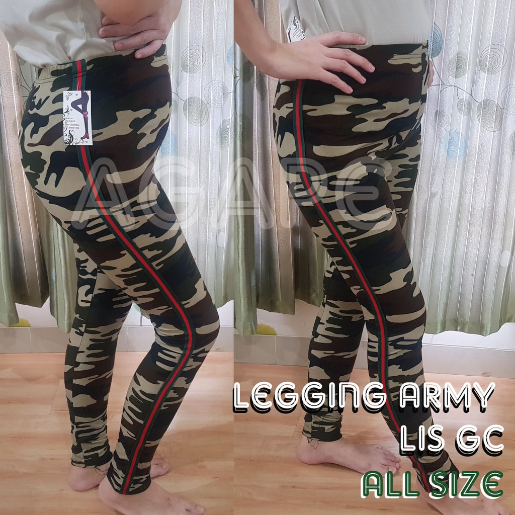 legging Army Wanita Jumbo / Leging Army Wanita / Legging Lis Army Wanita Jumbo / Agape