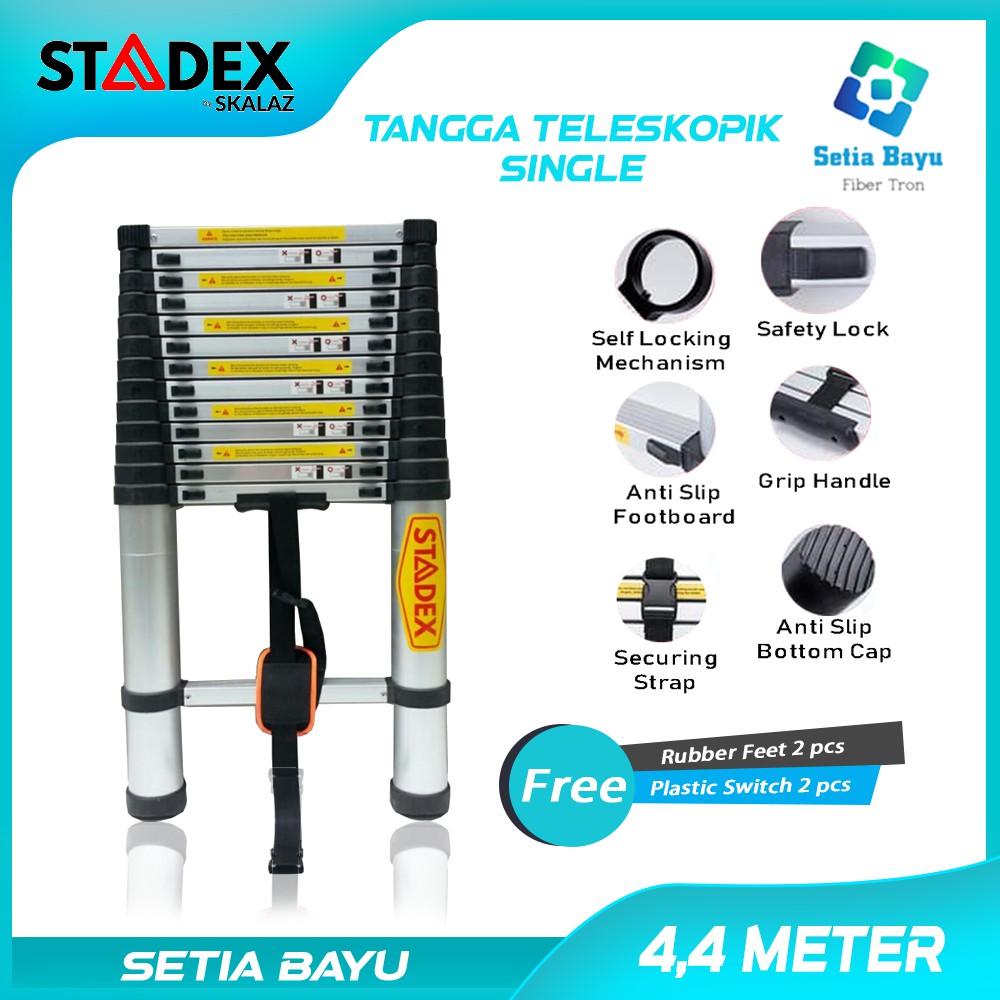 Tangga Teleskopik ZIMMLINK STADEX 4.4 Meter Singel Aluminium Stadex By Skalaz