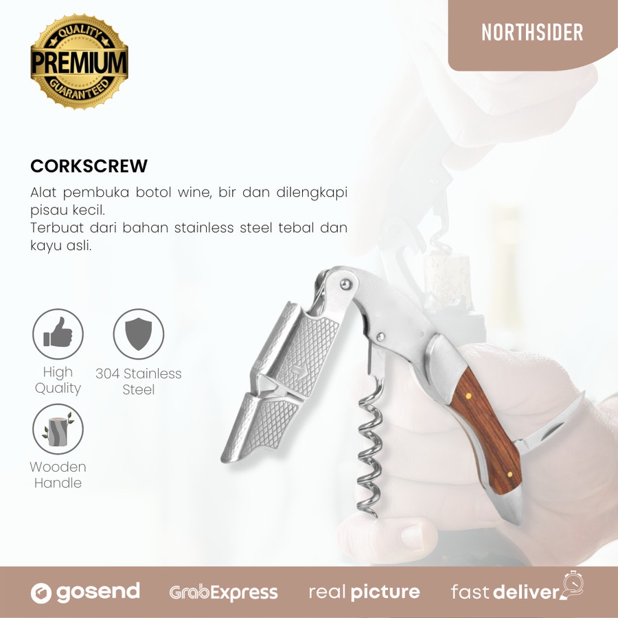 CORKSCREW - PEMBUKA BOTOL WINE - WINE OPENER - WINE SCREW - KO-412A