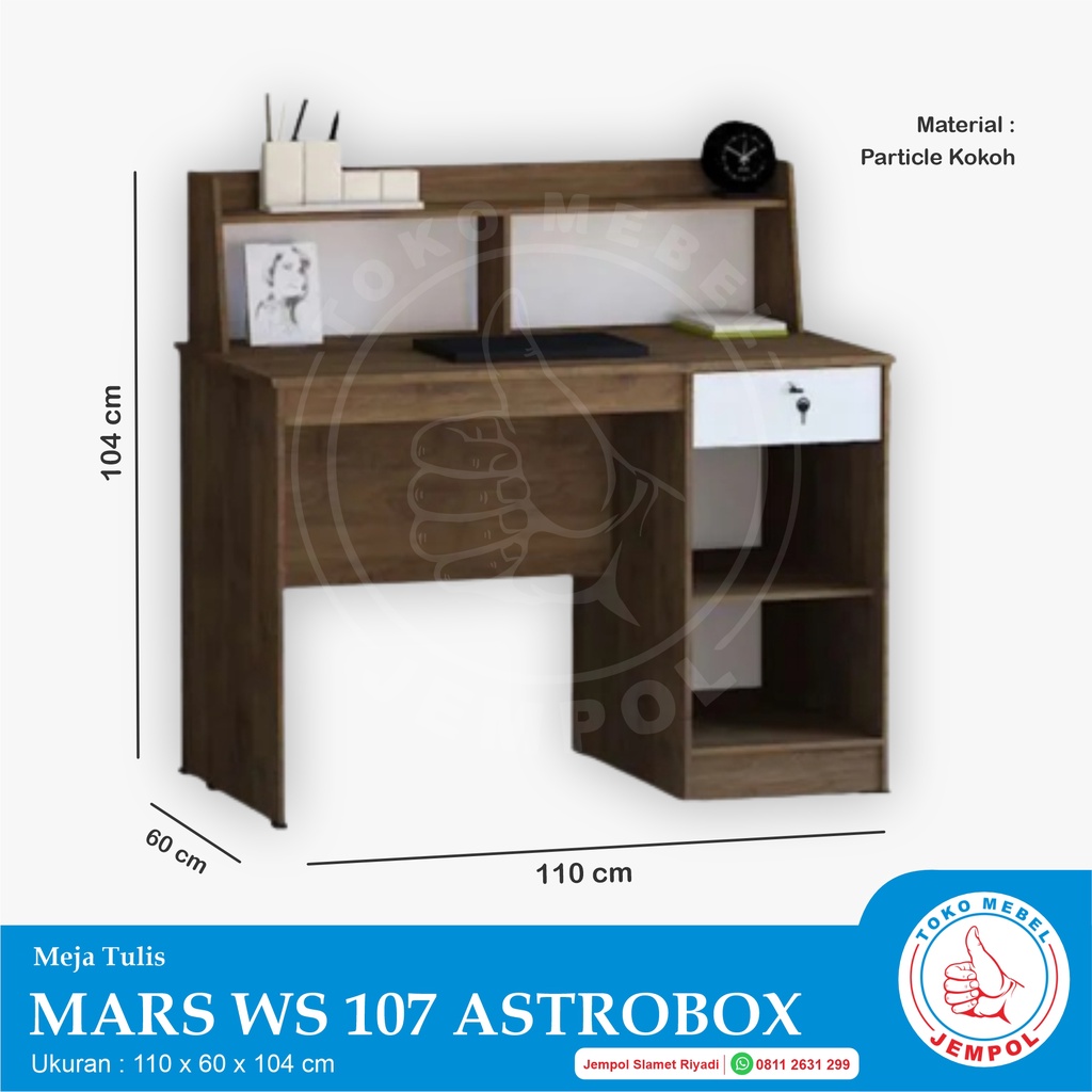 Meja Tulis MARS WS 107 ASTROBOX/Meja Kasir/Minimalis/Meja Kantor/Meja Kerja Jempol/Meja Belajar Laci