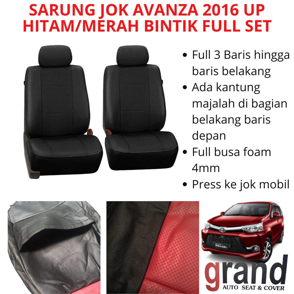 Sarung Jok Toyota Avanza 2016 Up Hitam/Merah Bintik Grand Full Set