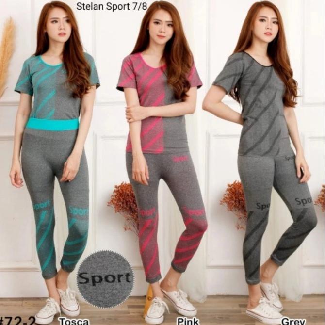 Setelan baju senam aerobik/ fitness olahraga import wanita terbaru