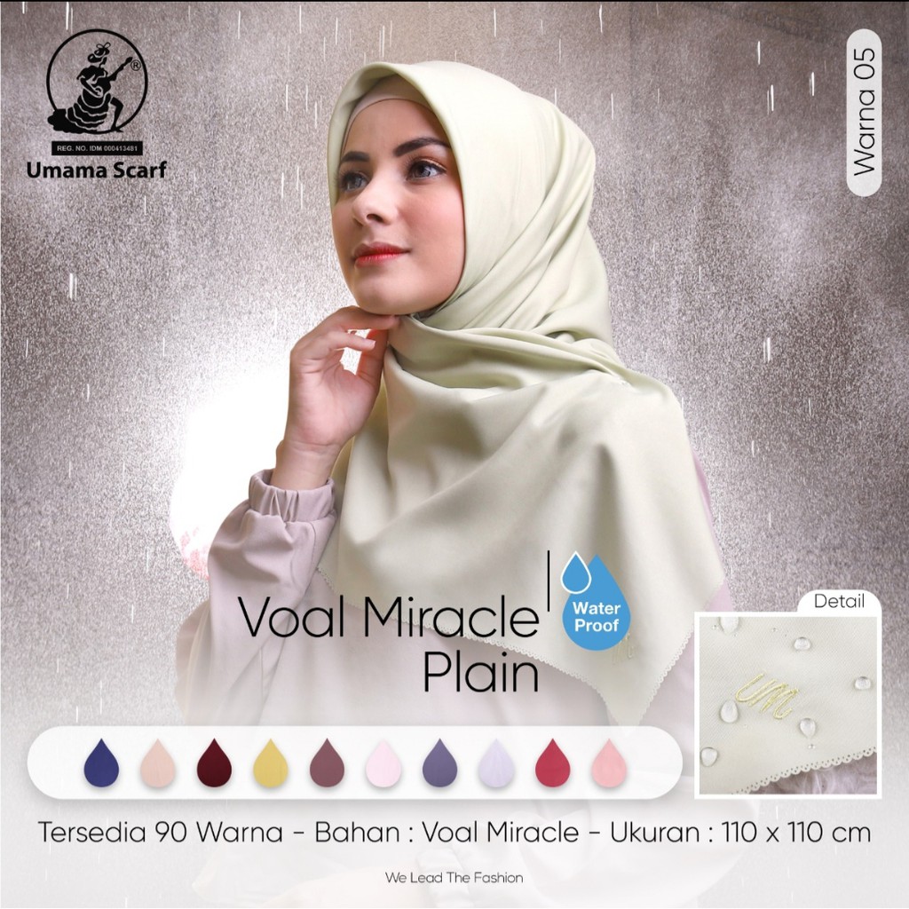 Hijab umama voal miracle plain new waterproof/ free ciput banana