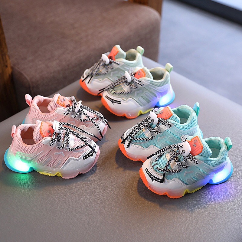 Sepatu sneaker anak anak LED size 21-30